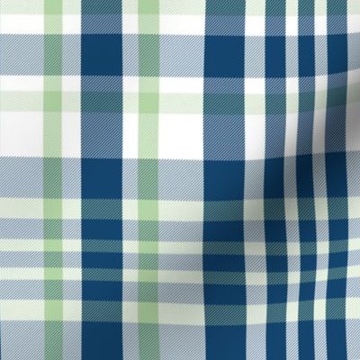 Sorcha Plaid Pattern - Dark Blue, Light Green, White - Summer Tartan Collection