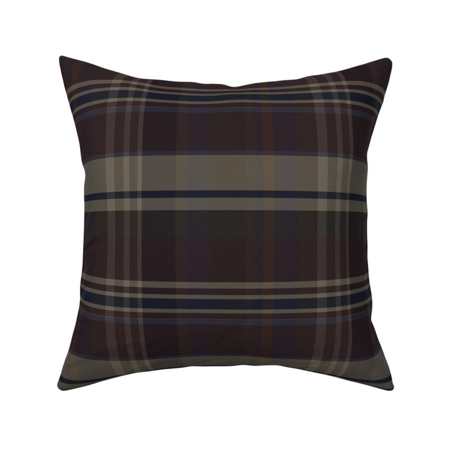 Iona Plaid Pattern - Grey Beige, Dark Brown, Dark Navy- Dark Academia Tartan Collection