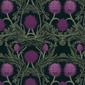 purple thistles art deco