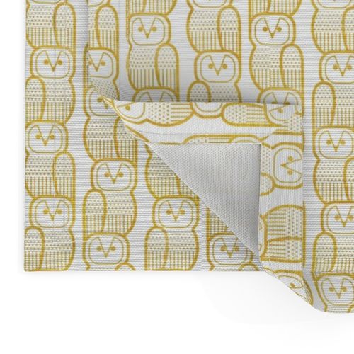 Wide Awake Owls- Midcentury Geometric Golden Yellow Owl- Pattern Clash- Kids Wallpaper- Novelty Gender Neutral Playroom- Yellow Birds of Prey- sMini