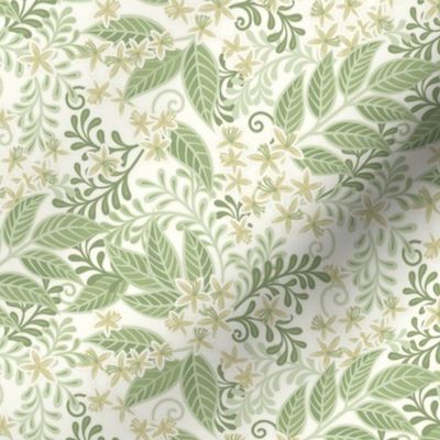 Blooming Orchard Wallpaper- Orange Blossoms- White Background- Citrus Blossoms- Spring- Calm Fresh Flowers and Leaves- Sage and Vanilla- sMini