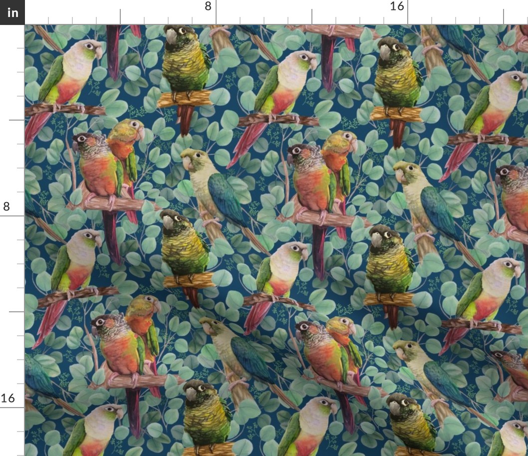 conure pattern-deep blue