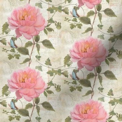 4" Le Petit Jardin Pink Peony Floral by Audrey Jeanne