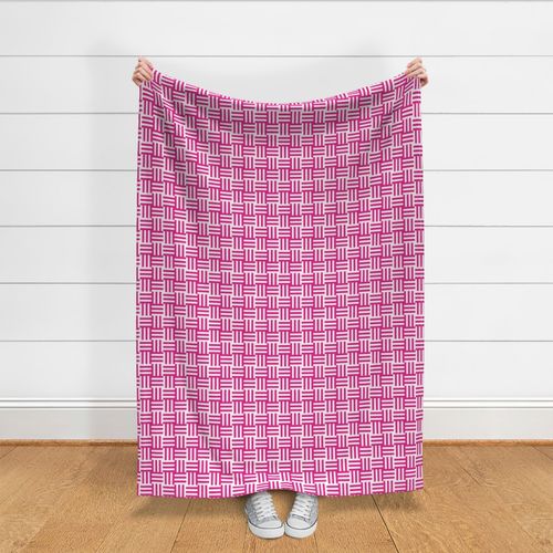 Smaller scale woven checker board in bright  magenta pink