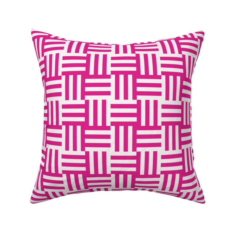 Smaller scale woven checker board in bright  magenta pink