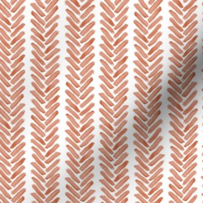 (S) Terracotta brush stroke herringbone chevron with gap line