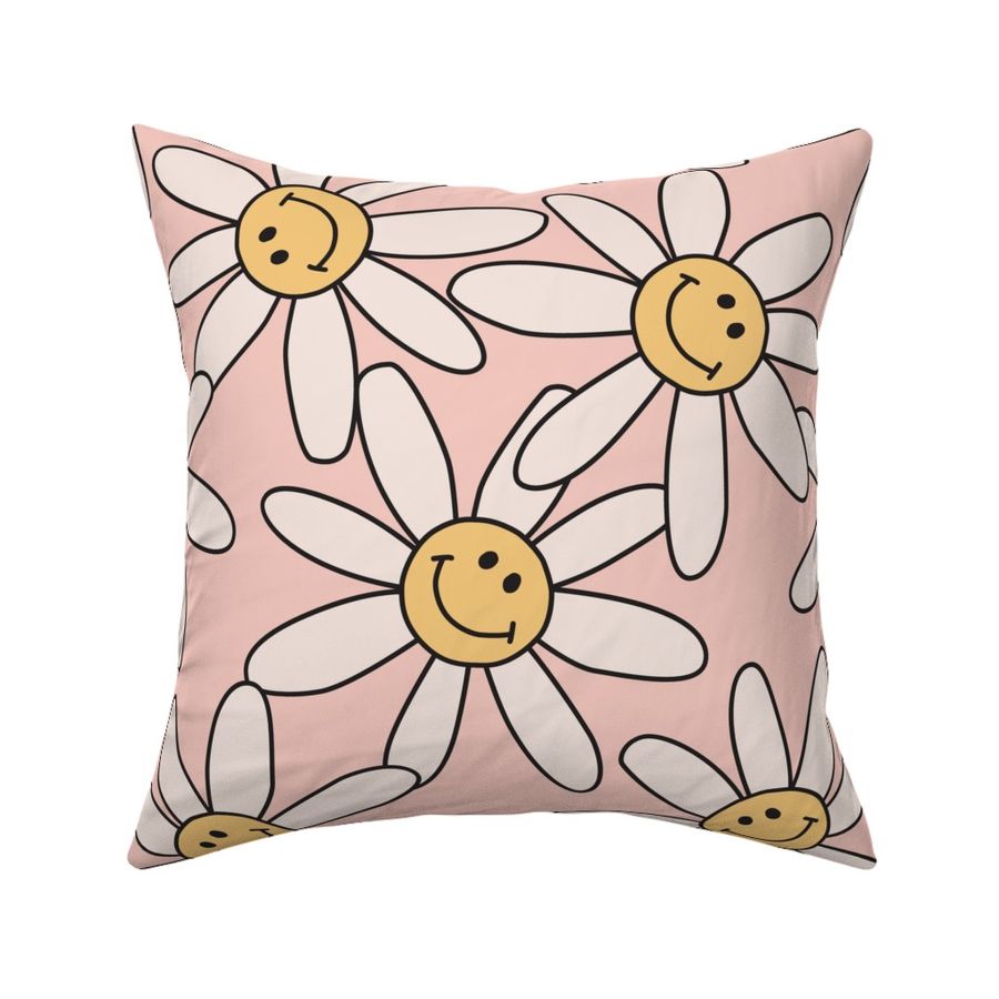 jumbo retro smiley face white daisies