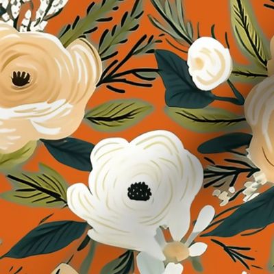 Garden Party – Gold/White on Pumpkin - New 