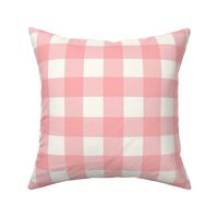 Large Scale Gingham Checker in Harvest Pink and Ivory Cream