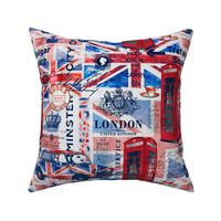 UK Great Britain London Collage With Union Jack Telephone Booth And British Ephemera Medium Scale