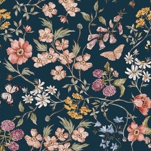 Sunlit meadow floral Navy