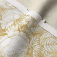 24" Toile Revival French Floral Bouquets in Butter Yellow n Mustard Gold by Audrey Jeanne