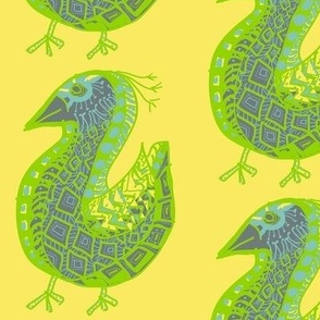 Pattern Bird, gray on yellow