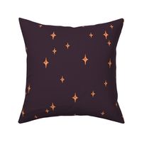 Scattered Stars - Hand-drawn celestial diamonds -Salmon Pink Stars on Black Sky