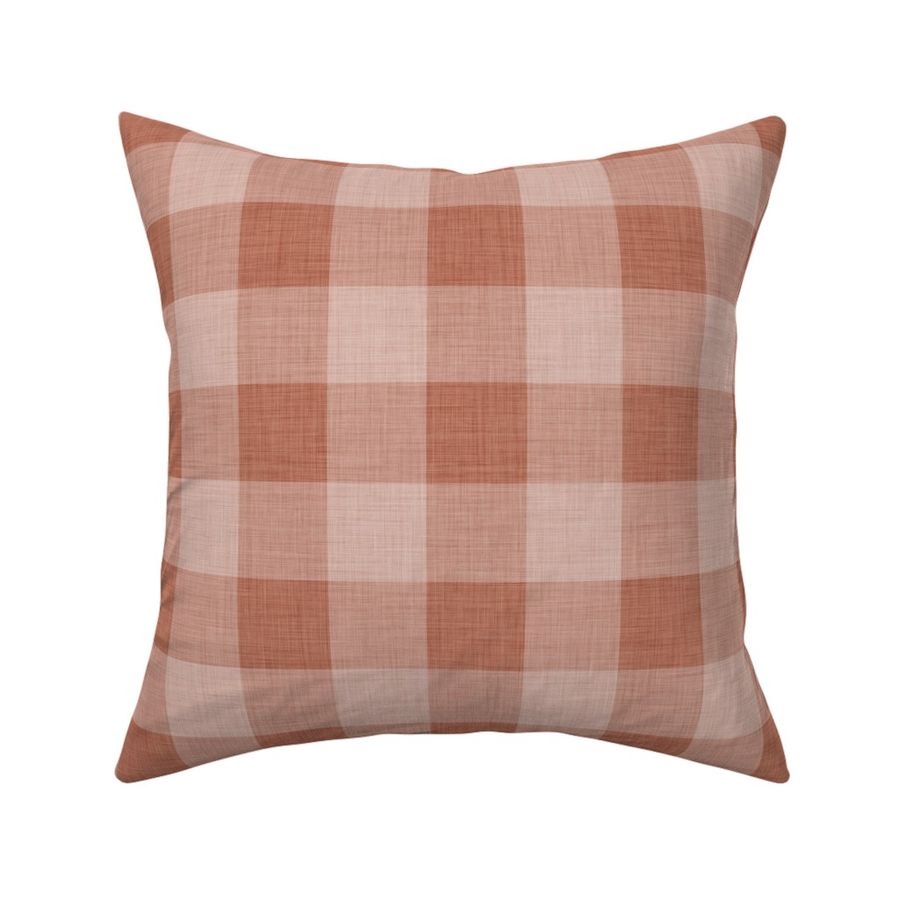 Terracotta- Gingham- Large- 2 Inches- Buffalo Plaid- Vichy Check- Neutral Checked- Linen Texture- Fall- Autumn-Thanksgiving- Cozy Cottage- Cottagecore- Earthy Tones-Cinnamon- Copper- Reddish Brown- Bunt Orange