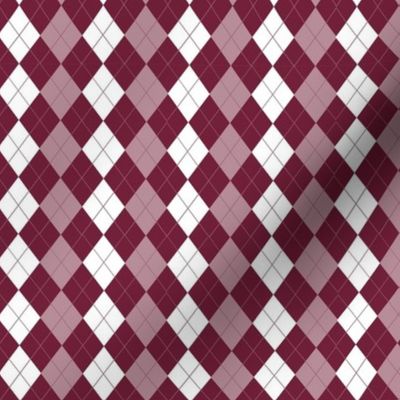 Smaller Scale Preppy Argyle Diamonds in Bubblegum Wine 