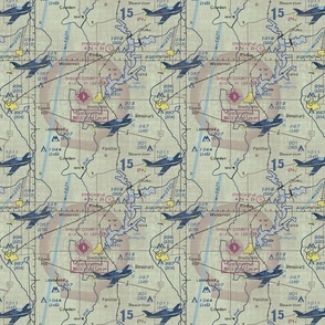 Antiqued  Aeronautical Map