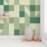 Bold monochromatic geometric abstract squares triangles // big scale 0009 B // irregular squares trianglesgreen greens beige olive emerald color