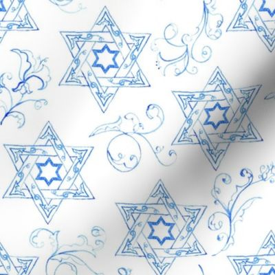 Hand-Painted Star of David- Watercolor Hanukkah or Passover Design - Medium