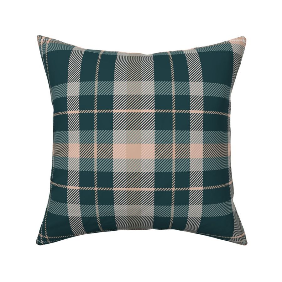 Plaid in neutral dark green and cream 