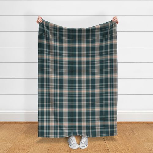 Plaid in neutral dark green and cream 