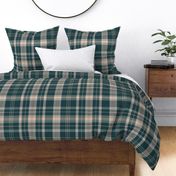 Plaid in neutral dark green and cream 