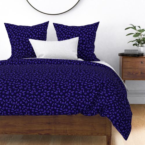 L Purple monochrome cherries with leaves on dark background 0037 C Non-Directional leaf cherry dots violet  navy