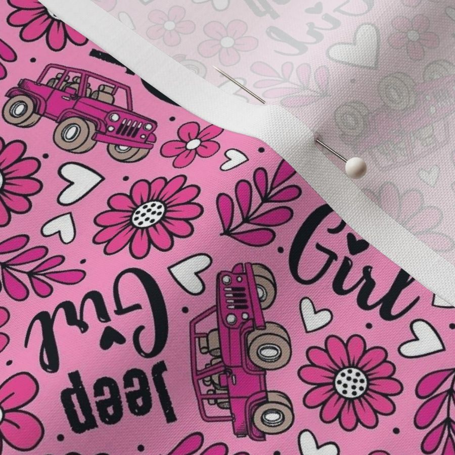 Medium Scale Jeep Girl Floral with Hearts in Pink