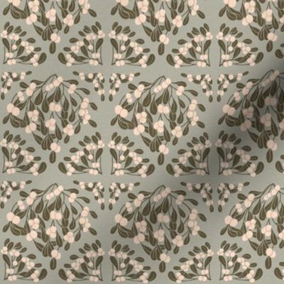 Art Nouveau Mistletoe Embrace: Romantic Vintage Botanical - Seasonal Fabric Design - M