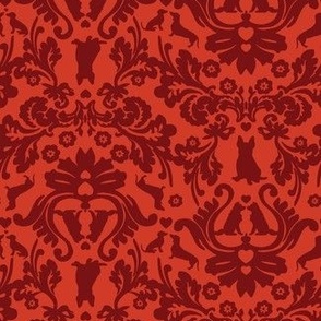 Doggie Damask Holiday Red