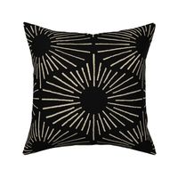 Art Deco Sunshine - Beige on Black (Large Scale)