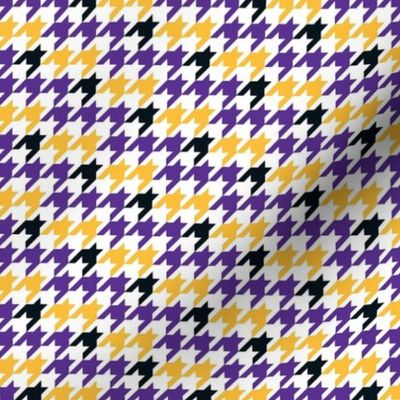 Small Scale Team Spirit Basketball Houndstooth in LA Los Angeles Lakers Colors Purple and Yellow Gold