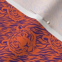 Medium Scale Tiger Faces and Stripes in Clemson Orange and Regalia Purple