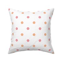 Tiny Daisies - Orange + Pink on Fresh White