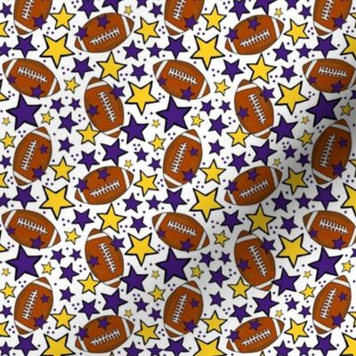 Small Scale Team Spirit Footballs and Stars in LSU Tigers Colors Purple and Yellow Gold