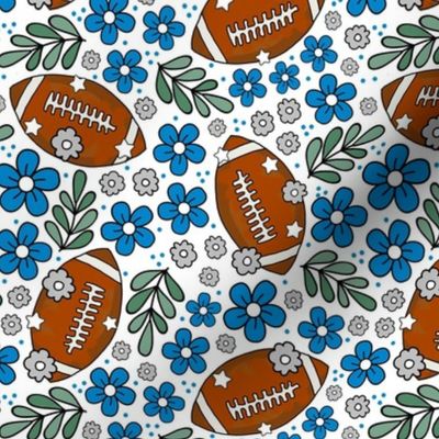 Medium Scale Team Spirit Football Floral in Carolina Panthers Blue and Silver