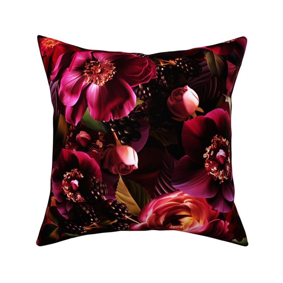 Opulent Antique Baroque Maximalistic Flowers Romanticism - Gothic And Mystic inspired Dramatic Glamour Shiny Burgundy