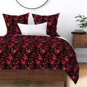 Small- Opulent Antique Baroque Maximalistic Flowers Romanticism - Gothic And Mystic Dramatic Glamour inspired Shiny Burgundy