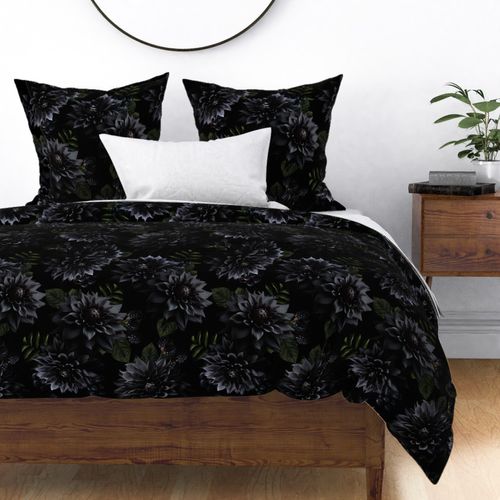 Large Dramatic Glamour Opulent Black Antique Baroque Luxury Dahlia Maximalistic Flowers Romanticism - Gothic And Mystic inspired 