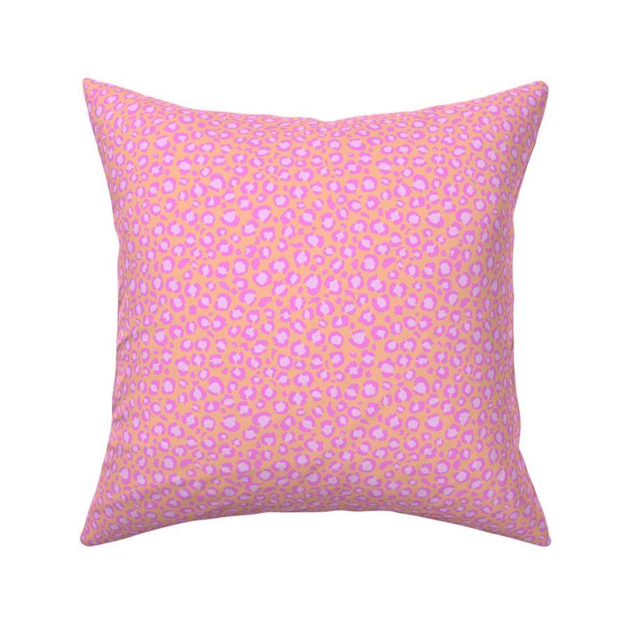 Leopard Spots Print - Small Scale - Hot Pink Spots and Peach Fuzz Background Animal Print soft pastel orange