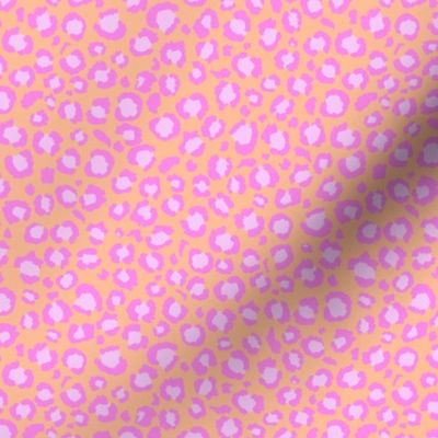 Leopard Spots Print - Small Scale - Hot Pink Spots and Peach Fuzz Background Animal Print soft pastel orange