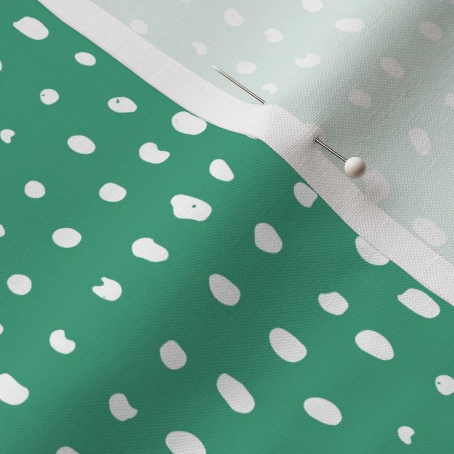 hand drawn dots  white on green - medium