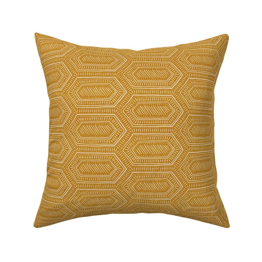 (small scale) hexagon boho tiles - home decor - mustard - LAD23