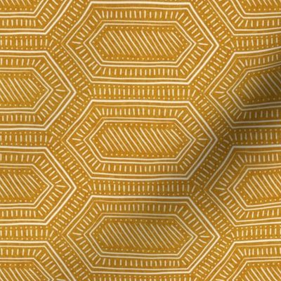 (small scale) hexagon boho tiles - home decor - mustard - LAD23