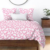 Cute White Hearts on Pink - Large Scale