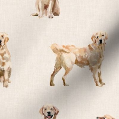 Golden Retrievers on Linen