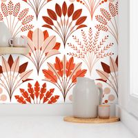 Art Deco Block Print Palms - Red Orange - Medium Scale