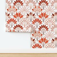 Art Deco Block Print Palms - Red Orange - Medium Scale