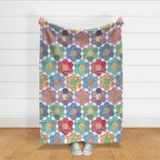 Feedsack Hexies Cheater Quilt 1940s Grandmother's Garden Fabric