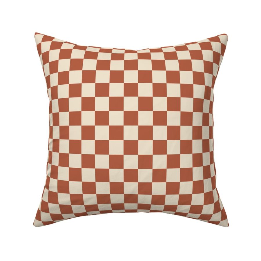 Boho Rust and Ivory Checker {Rust and Buttercream} Rustic Bohemian Checkerboard